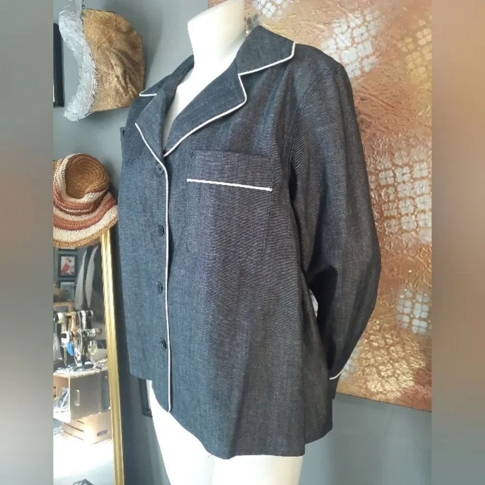 Nwot Zara 100% Cotton Dark Wash Denim Button Down Shirt